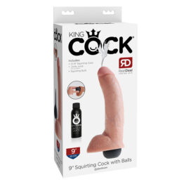 King Cock 9in Squirting Dildo w/Balls Beige, Pipedream