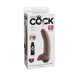 King Cock 9in Squirting Dildo w/Balls Brown, Pipedream