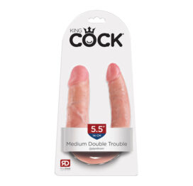 King Cock Double Trouble Medium Dildo Beige