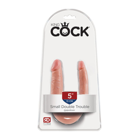King Cock Double Trouble Small Dildo Beige