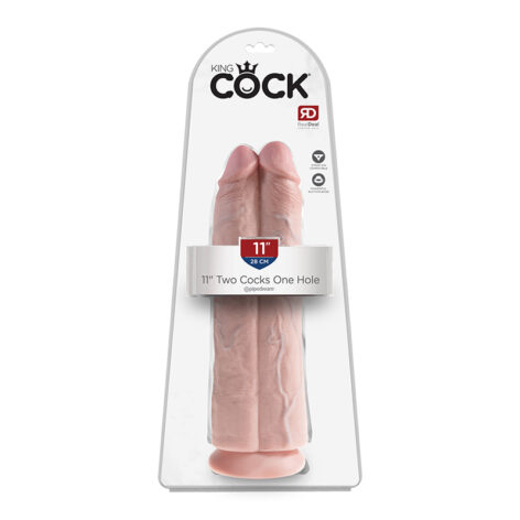 King Cock Two Cocks One Hole 11 Inch Dildo Beige
