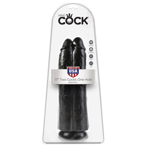 King Cock Two Cocks One Hole 11 Inch Dildo Black