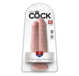 King Cock Two Cocks One Hole 7 Inch Dildo Beige