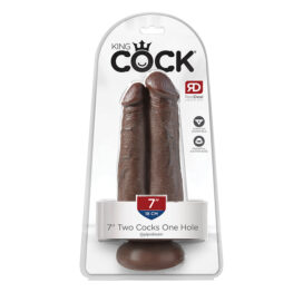 King Cock Two Cocks One Hole 7 Inch Dildo Brown