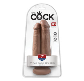 King Cock Two Cocks One Hole 7 Inch Dildo Tan