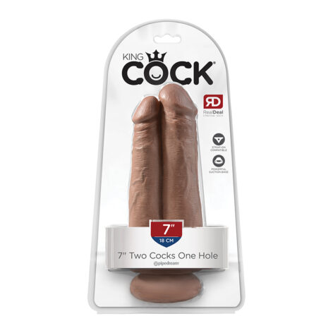 King Cock Two Cocks One Hole 7 Inch Dildo Tan