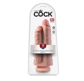 King Cock Two Cocks One Hole 9 Inch Dildo Beige