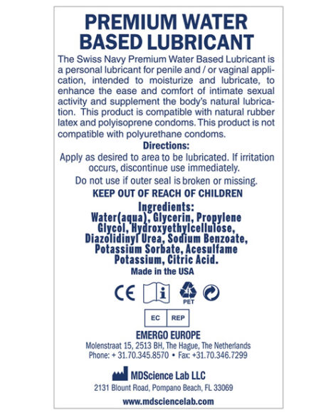 Swiss Navy Water Based Lubricant