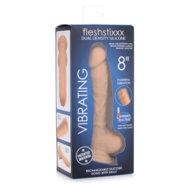 Fleshstixxx 8in Vibrating Dildo w/Balls Tan