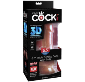 King Cock Plus 6.5in Tri Density Dildo w/Balls Tan