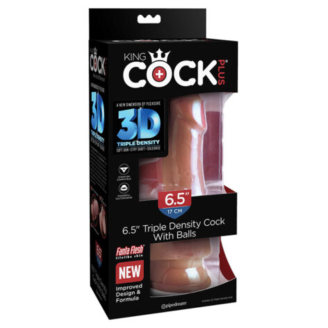 King Cock Plus 6.5in Tri Density Dildo w/Balls Tan