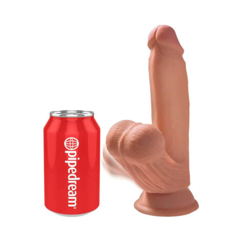 King Cock Plus 7in 3D Dildo w/Swinging Balls Tan, Pipedream