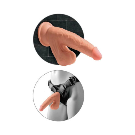 King Cock Plus 7in 3D Dildo w/Swinging Balls Tan, Pipedream