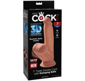 King Cock Plus 7in Dildo w/Swinging Balls Tan