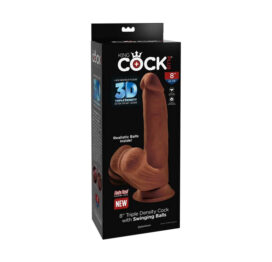 King Cock Plus 8in Dildo w/Swinging Balls Brown, Pipedream