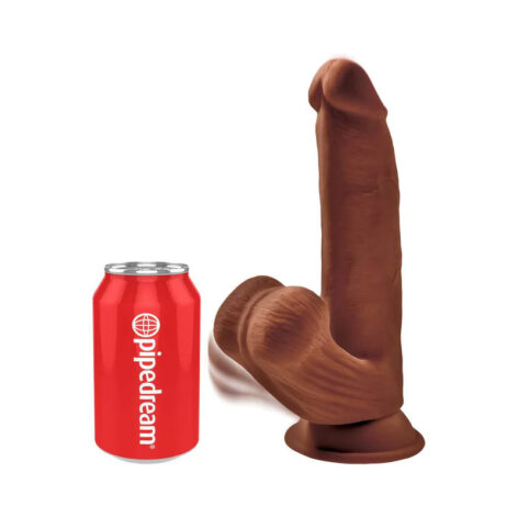 King Cock Plus 8in Dildo w/Swinging Balls Brown, Pipedream