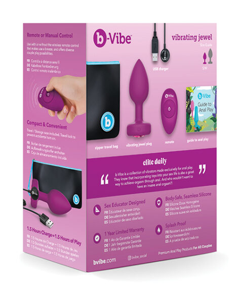 b-Vibe Vibrating Jewel Anal Plug S/M Pink Ruby