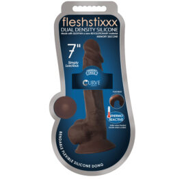 Fleshstixxx 7in Silicone Dong w/Balls Chocolate