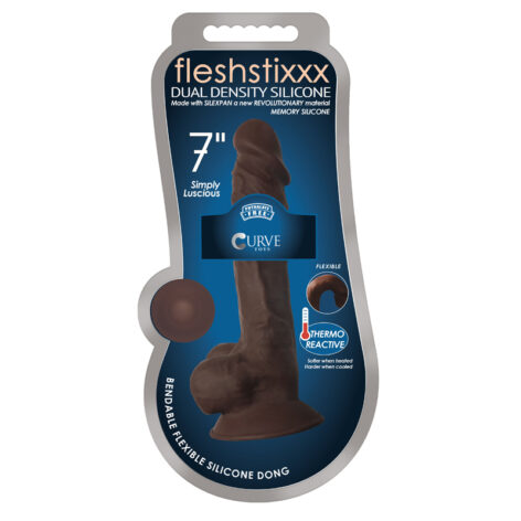 Fleshstixxx 7in Silicone Dong w/Balls Chocolate