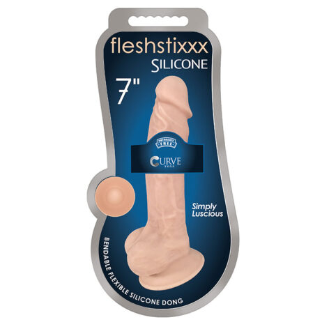 Fleshstixxx 7in Silicone Dong w/Balls Vanilla Beige