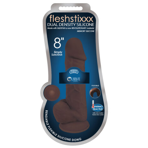 Fleshstixxx 8in Silicone Dong w/Balls Chocolate