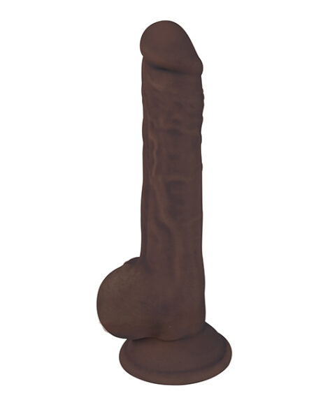 Fleshstixxx 9in Silicone Dong w/Balls Chocolate