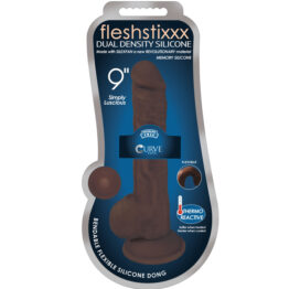 Fleshstixxx 9in Silicone Dong w/Balls Chocolate