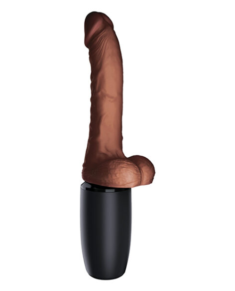 King Cock Plus 7.5in Triple Threat Dildo Brown