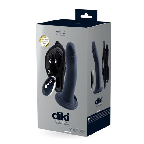 VeDO Diki Vibrating Dildo with Harness Black