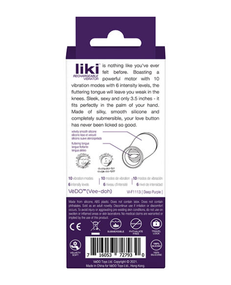 VeDO Liki Rechargeable Flicker Vibrator Purple