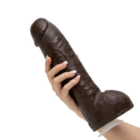 BAM Dildo 13in w/Balls Chocolate Black, Doc Johnson