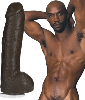 BAM Dildo 13in w/Balls Chocolate, Doc Johnson