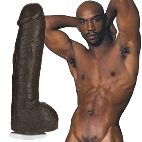 BAM Dildo 13in w/Balls Chocolate, Doc Johnson