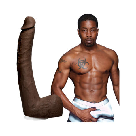 Isiah Maxwell Dildo 10" w/Balls Chocolate Black, Doc Johnson