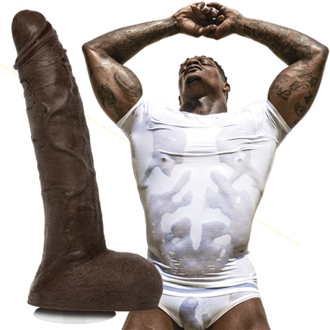 Jason Luv Dildo 10in w/Balls Chocolate Black, Doc Johnson