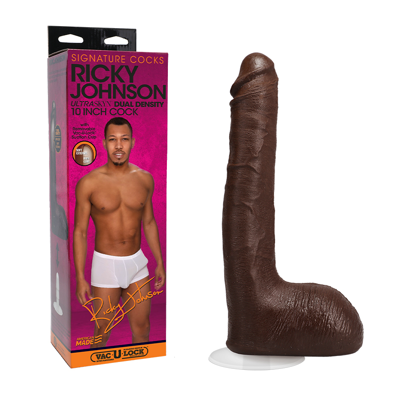 big dildo cock balls - Ricky Johnson Dildo 10â€³ w/Balls Chocolate Black, Doc Johnson |  Satisfaction.com