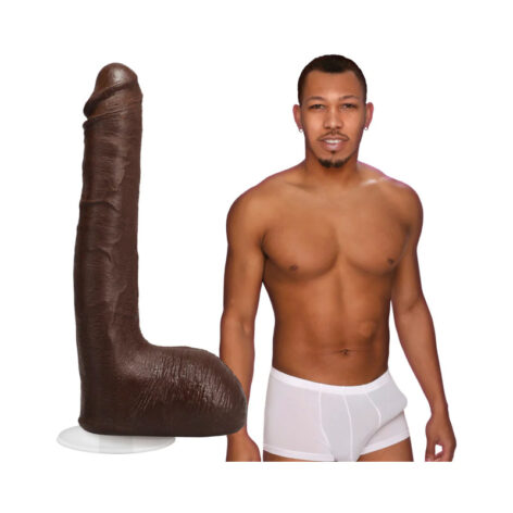 Ricky Johnson Dildo 10" w/Balls Chocolate Black, Doc Johnson