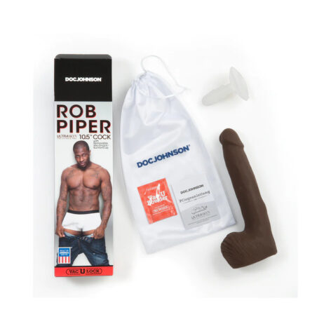 Rob Piper Dildo 10.5in w/Balls Chocolate Black, Doc Johnson