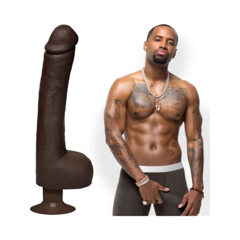 Safaree Dildo 12in Anaconda w/Balls Black, Doc Johnson