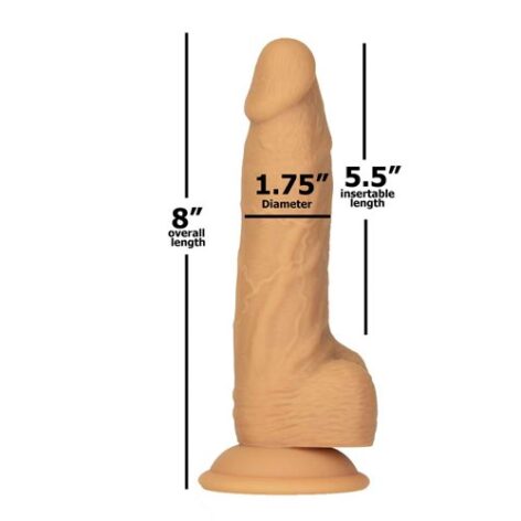 Naked Addiction 8" Rotating Vibrating Dildo w/Balls Caramel