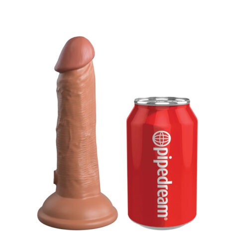King Cock Elite 6in Dildo Vibrating Silicone w/Suction Cup Tan