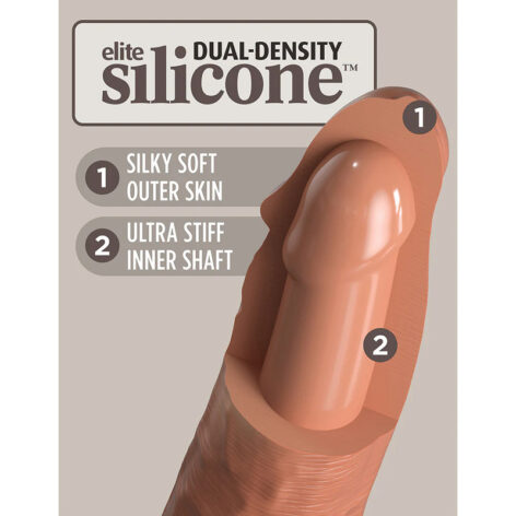 King Cock Elite 6in Dildo Vibrating Silicone w/Suction Cup Tan