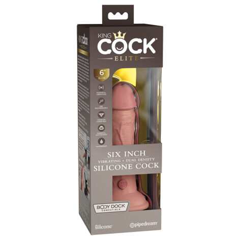 King Cock Elite 6in Vibrating Silicone Dildo Light