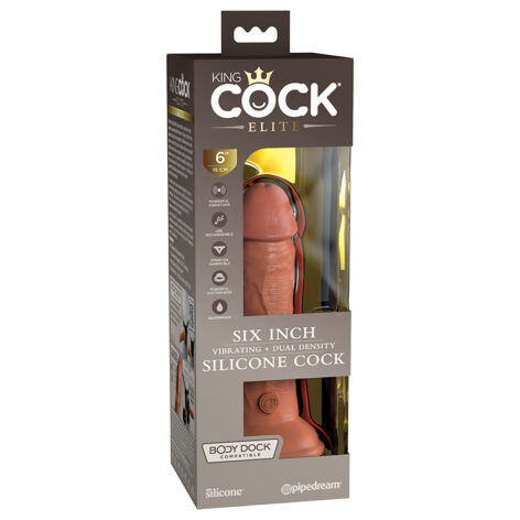 King Cock Elite 6in Vibrating Silicone Dildo Tan