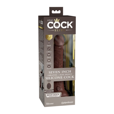 King Cock Elite 7in Vibrating Remote Dildo Brown