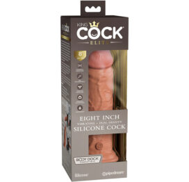 King Cock Elite 8in Dildo Vibe Silicone w/Suction Cup Tan