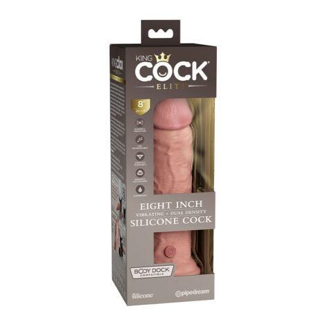 King Cock Elite 8in Vibrating Silicone Dildo Light