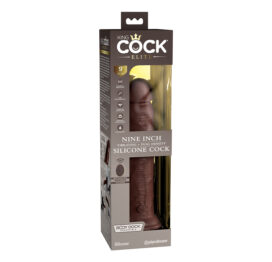 King Cock Elite 9in Vibrating Remote Dildo Brown