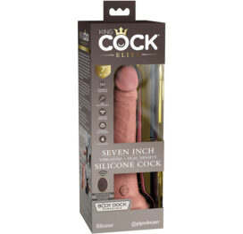 King Cock Elite Dildo 7in Vibe Remote w/Suction Cup Beige