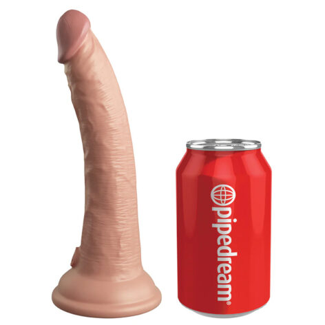 King Cock Elite Dildo 7in Vibe Remote w/Suction Cup Beige